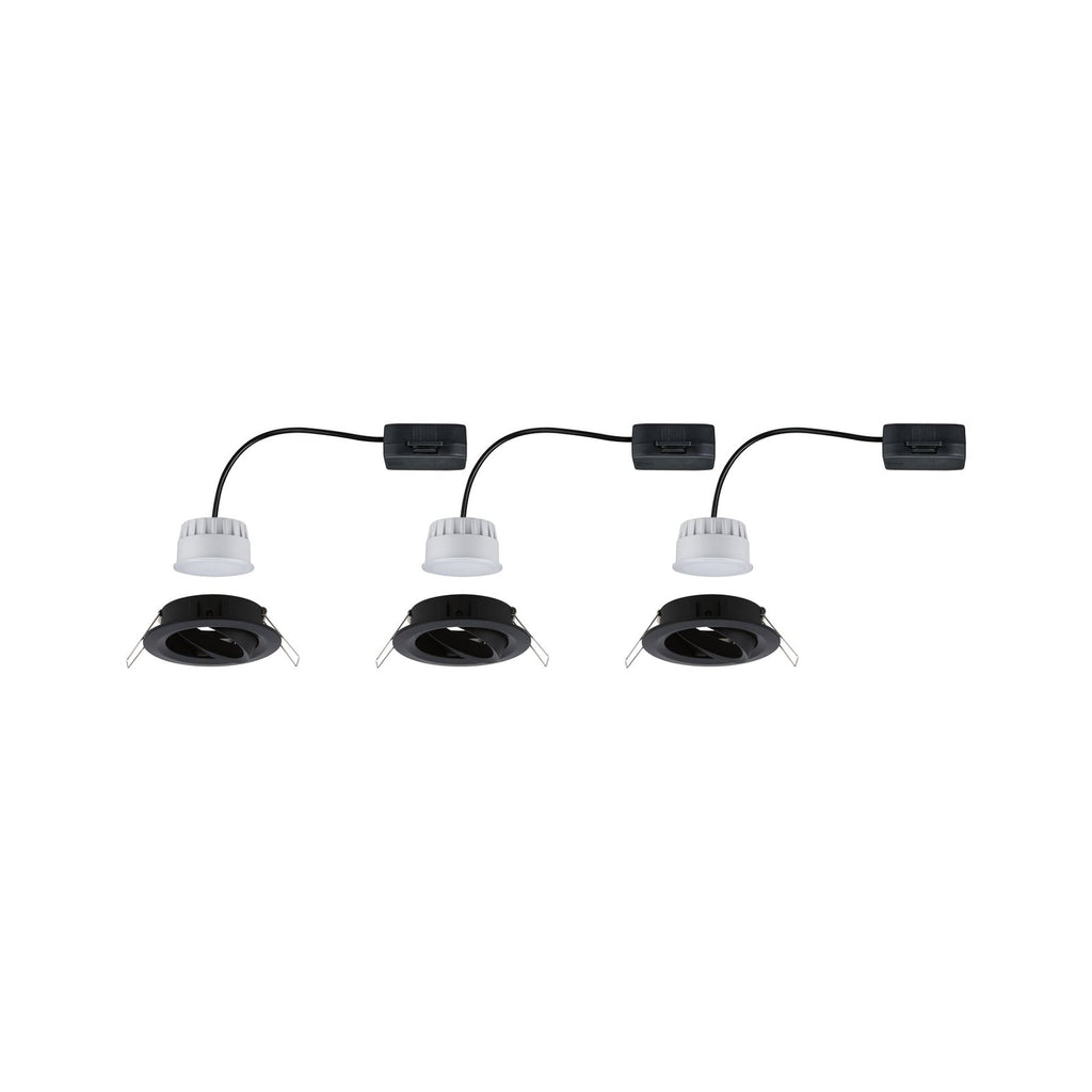 Samlet visning av Innbyggingsspot Nova Coin 3-pack svart dimbar svingbar Paulmann