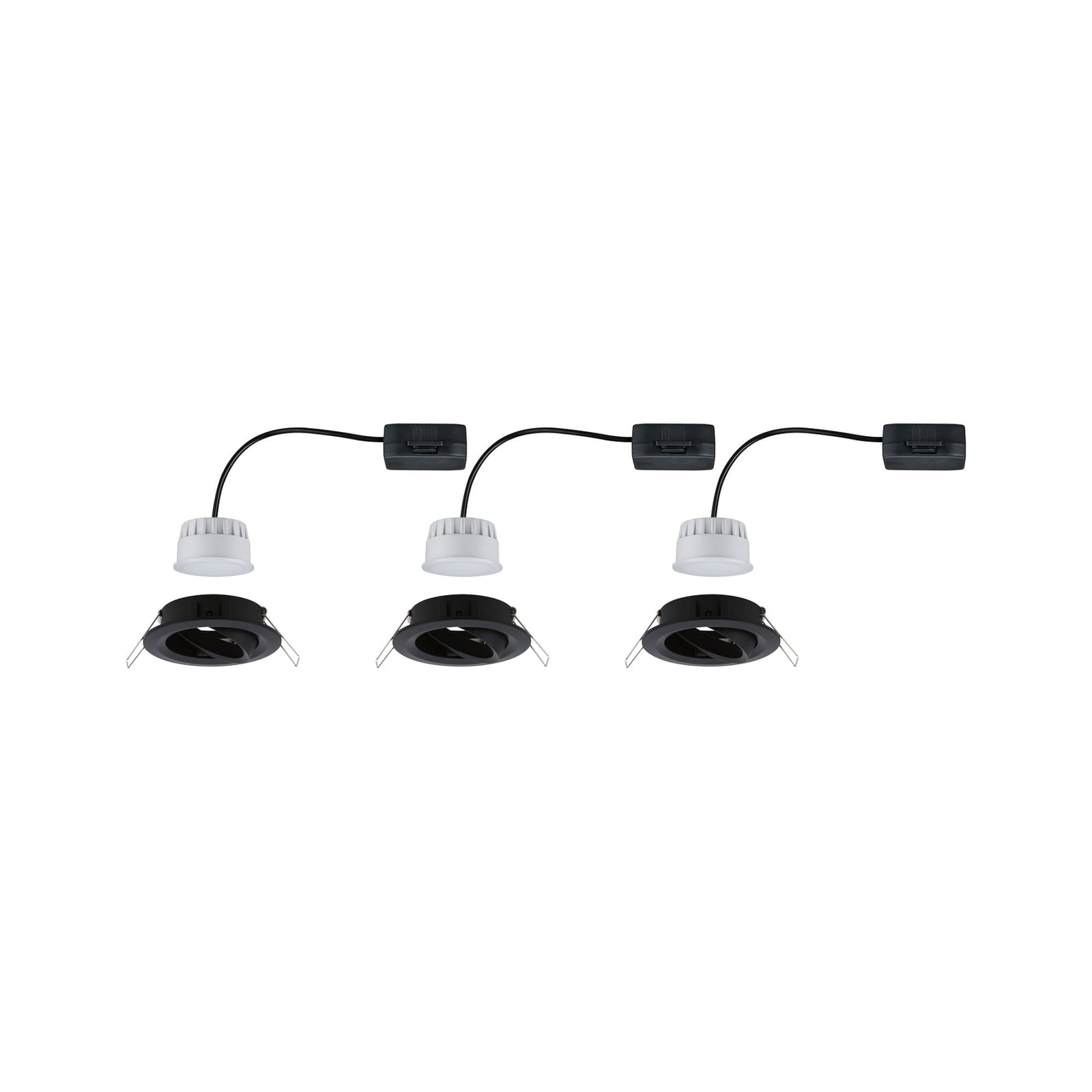 Samlet visning av Innbyggingsspot Nova Coin 3-pack svart dimbar svingbar Paulmann