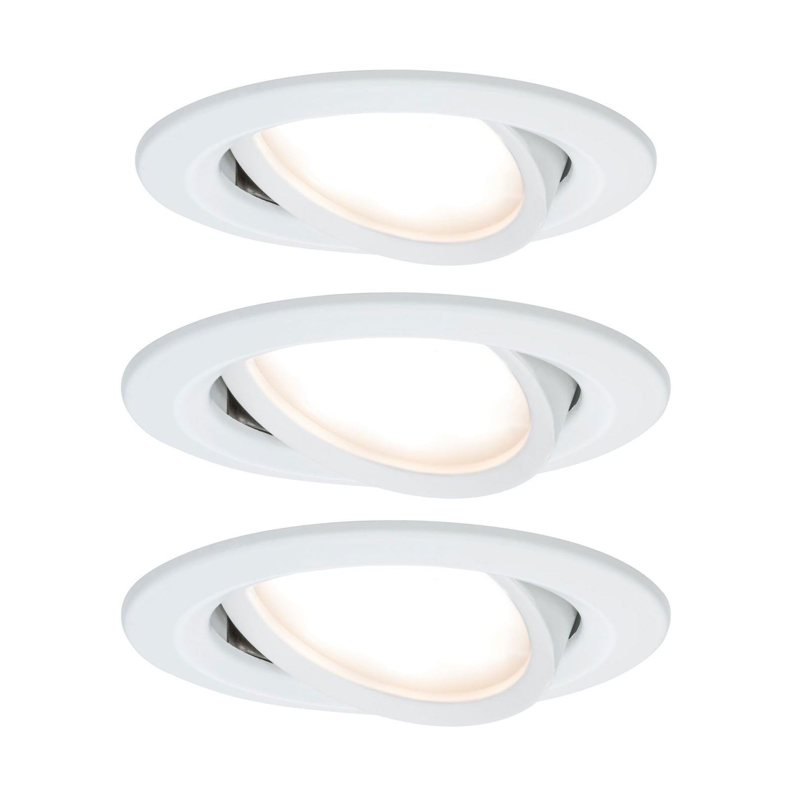 Innbyggingsspot Nova LED svingbar hvit matt 3er sett - Paulmann forfra