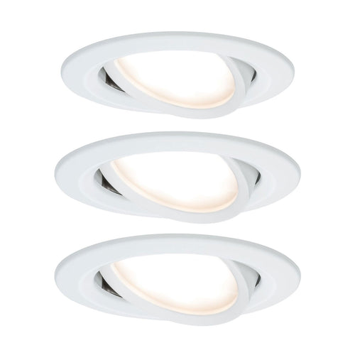 Innbyggingsspot Nova LED svingbar hvit matt 3er sett - Paulmann forfra