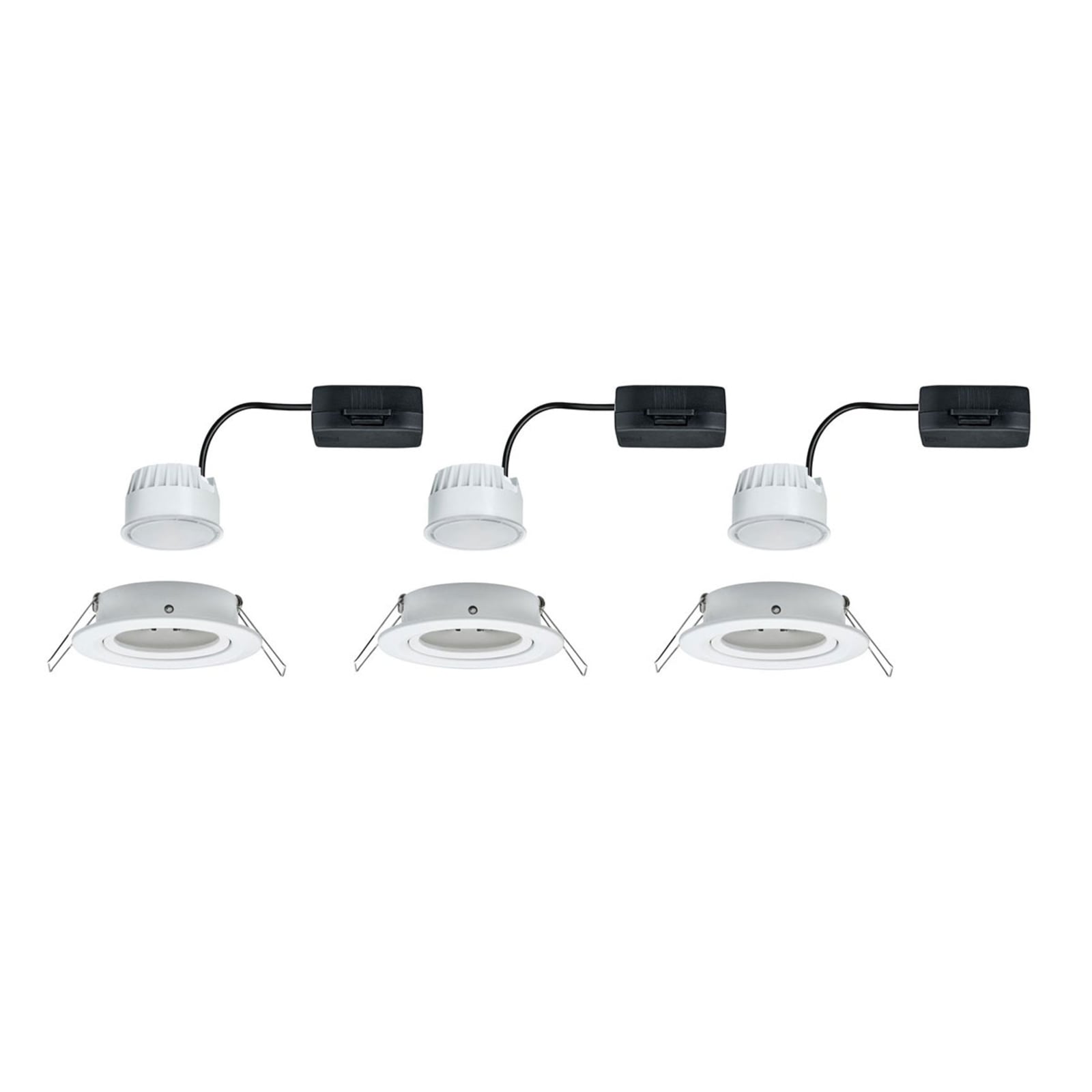 Innbyggingsspot Nova LED svingbar hvit matt 3er sett - Paulmann med lys på