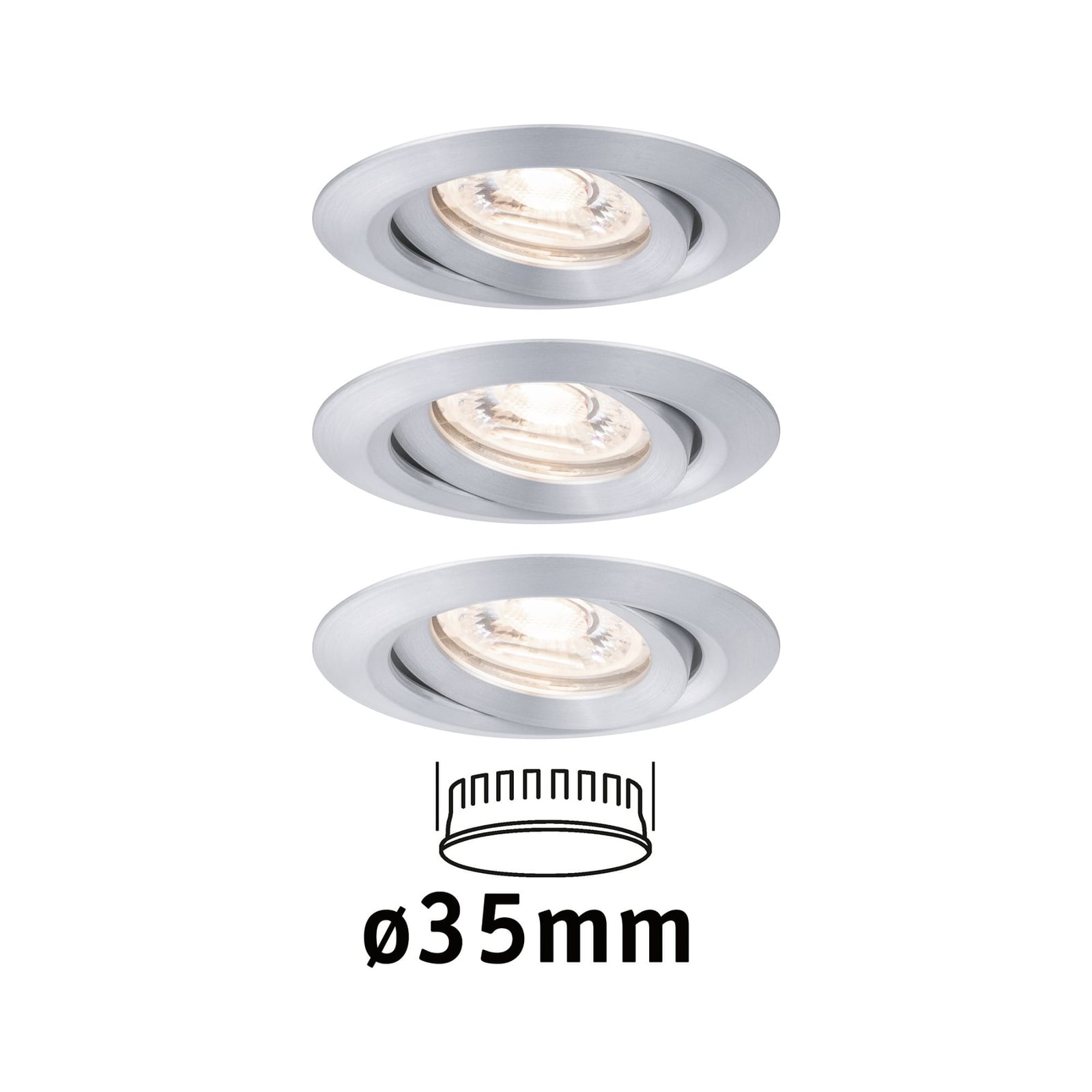 Innbyggingsspot Nova mini 3-pack svingbar aluminium forfra
