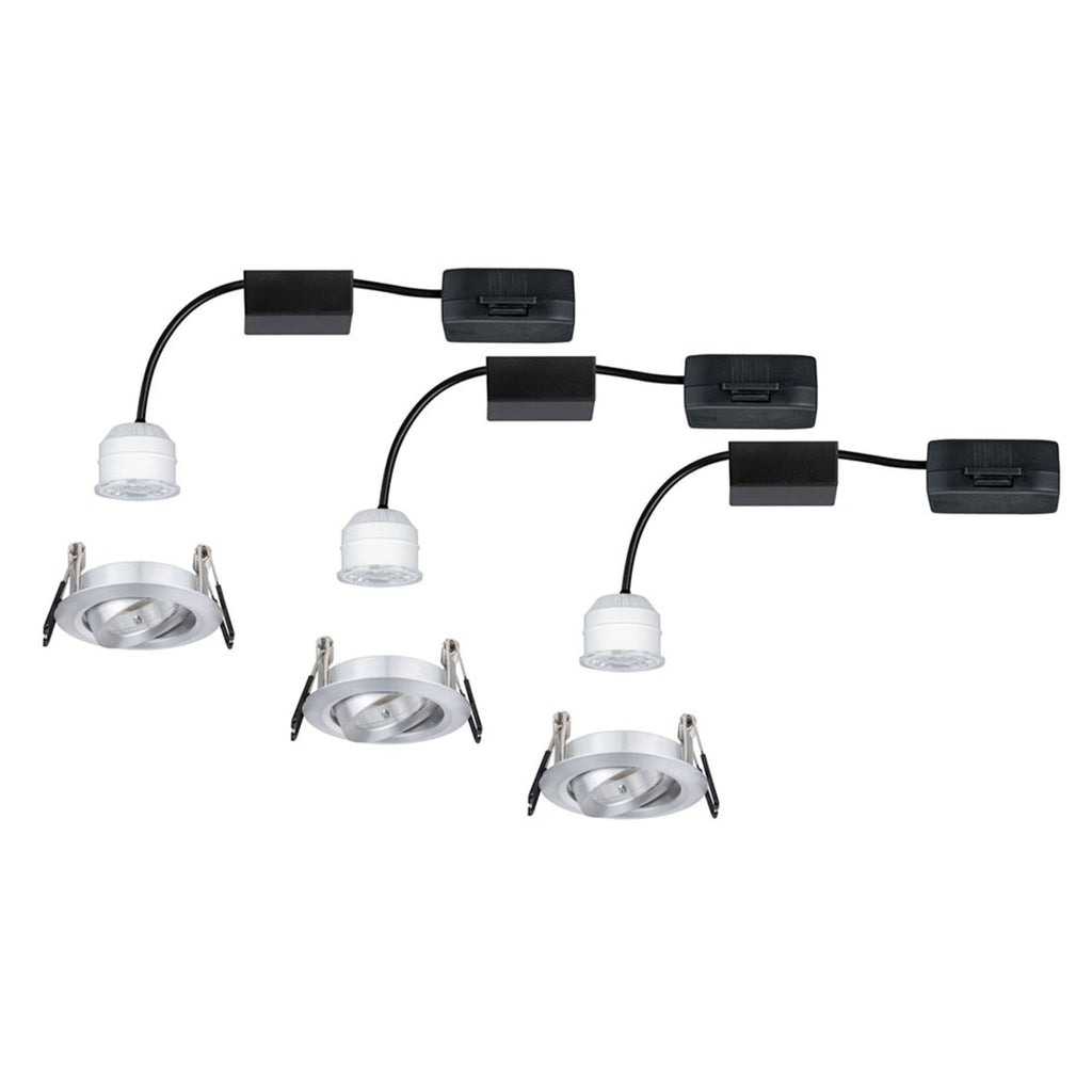 Innbyggingsspot Nova mini 3-pack svingbar aluminium med tilkoblingsbokser