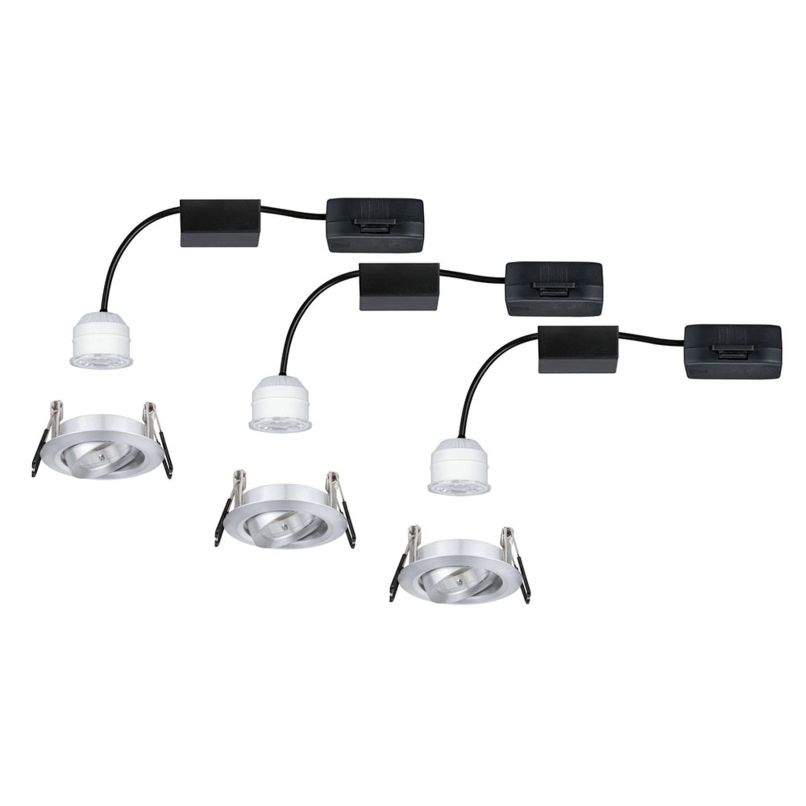 Innbyggingsspot Nova mini 3-pack svingbar aluminium med tilkoblingsbokser
