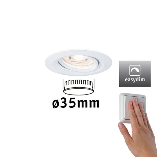 Innbyggingsspot Nova mini Plus LED dimbar svingbar hvit forfra