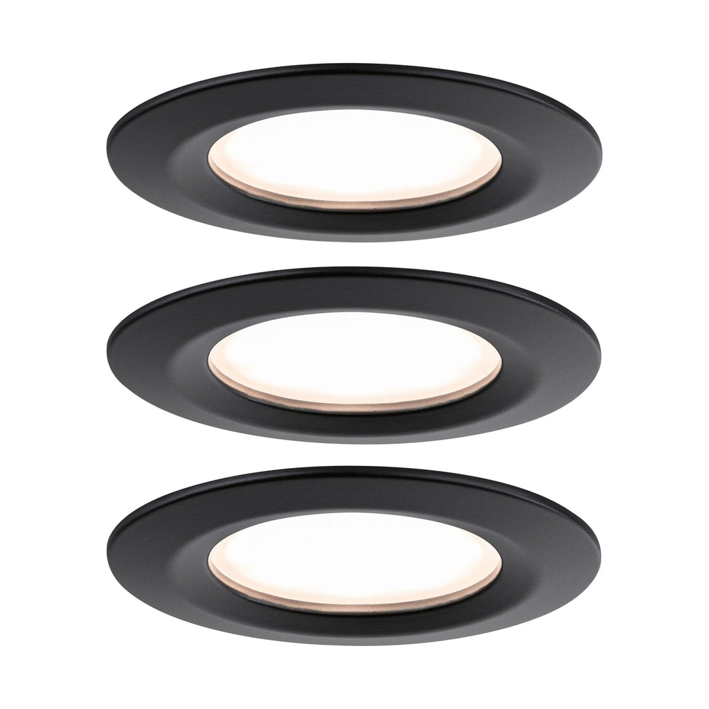 Innbyggingsspot Nova Plus Coin 3-pack svart front