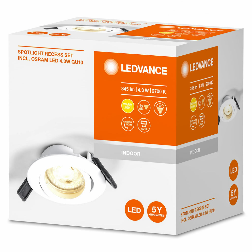 Innbyggingsspot Recess Twistlock GU10 4,3W hvit montert