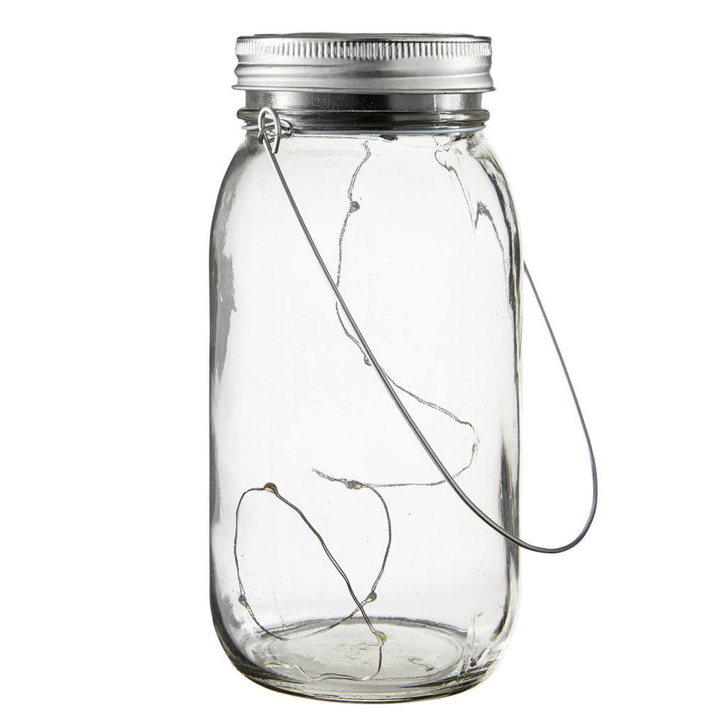 Jamjar solcellelampe dekor glass med lyslenke IP44 med metall og glass