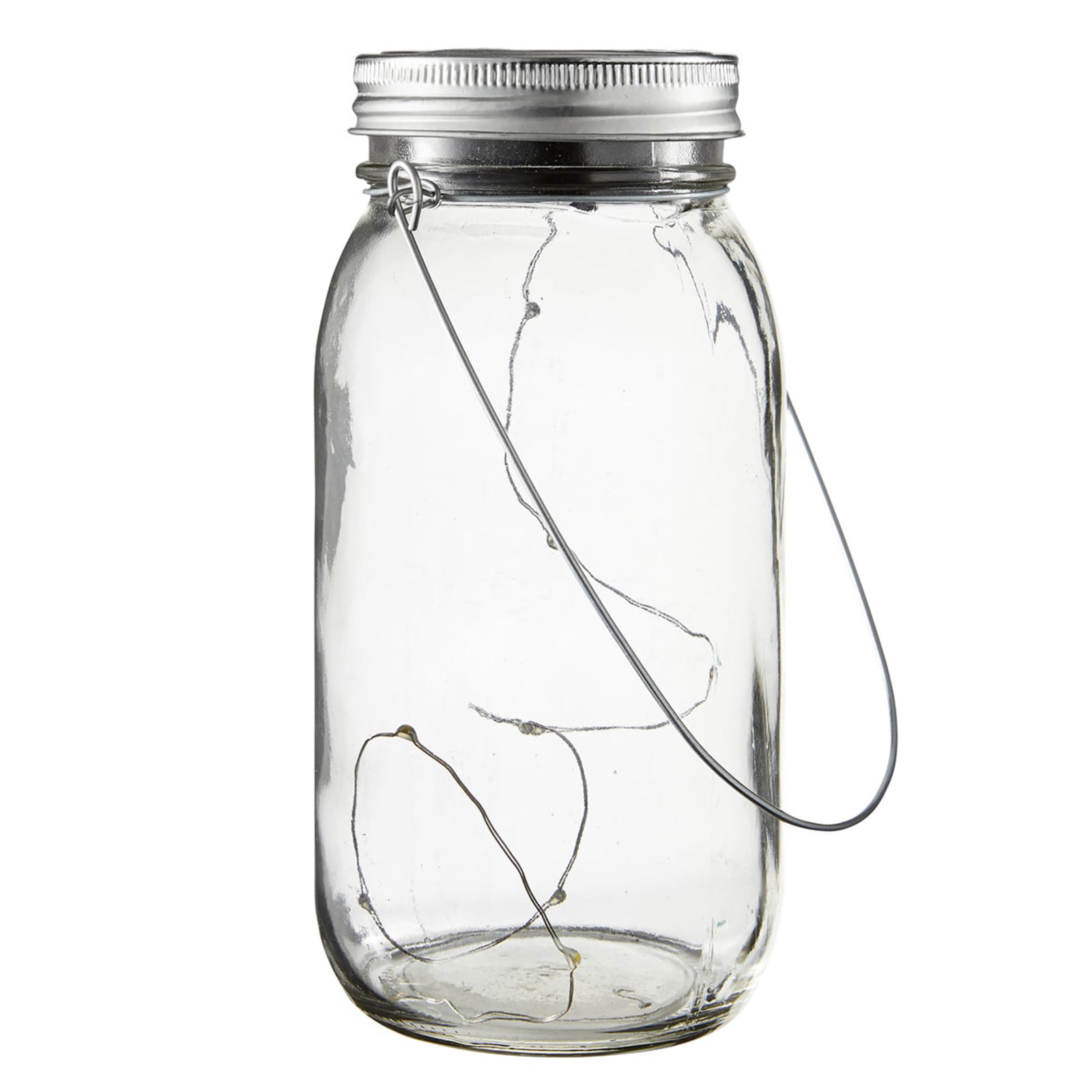 Jamjar solcellelampe dekor glass med lyslenke IP44 med metall og glass