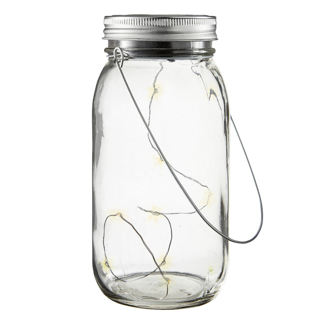 Nærbilde av lyslenke i Jamjar solcellelampe dekor glass med lyslenke IP44