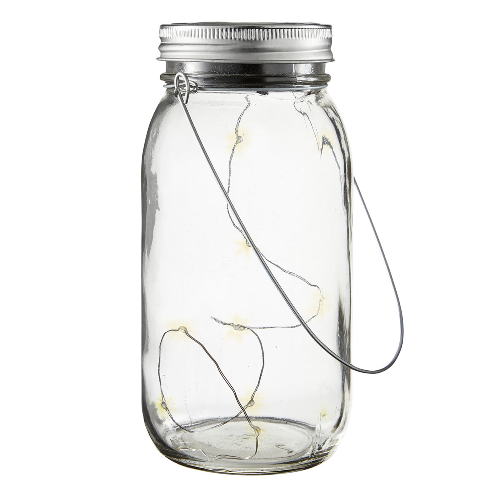 Nærbilde av lyslenke i Jamjar solcellelampe dekor glass med lyslenke IP44