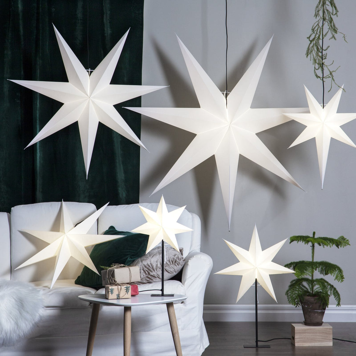 Julestjerne Frozen 7-takket stående 55x75 cm - STAR TRADING