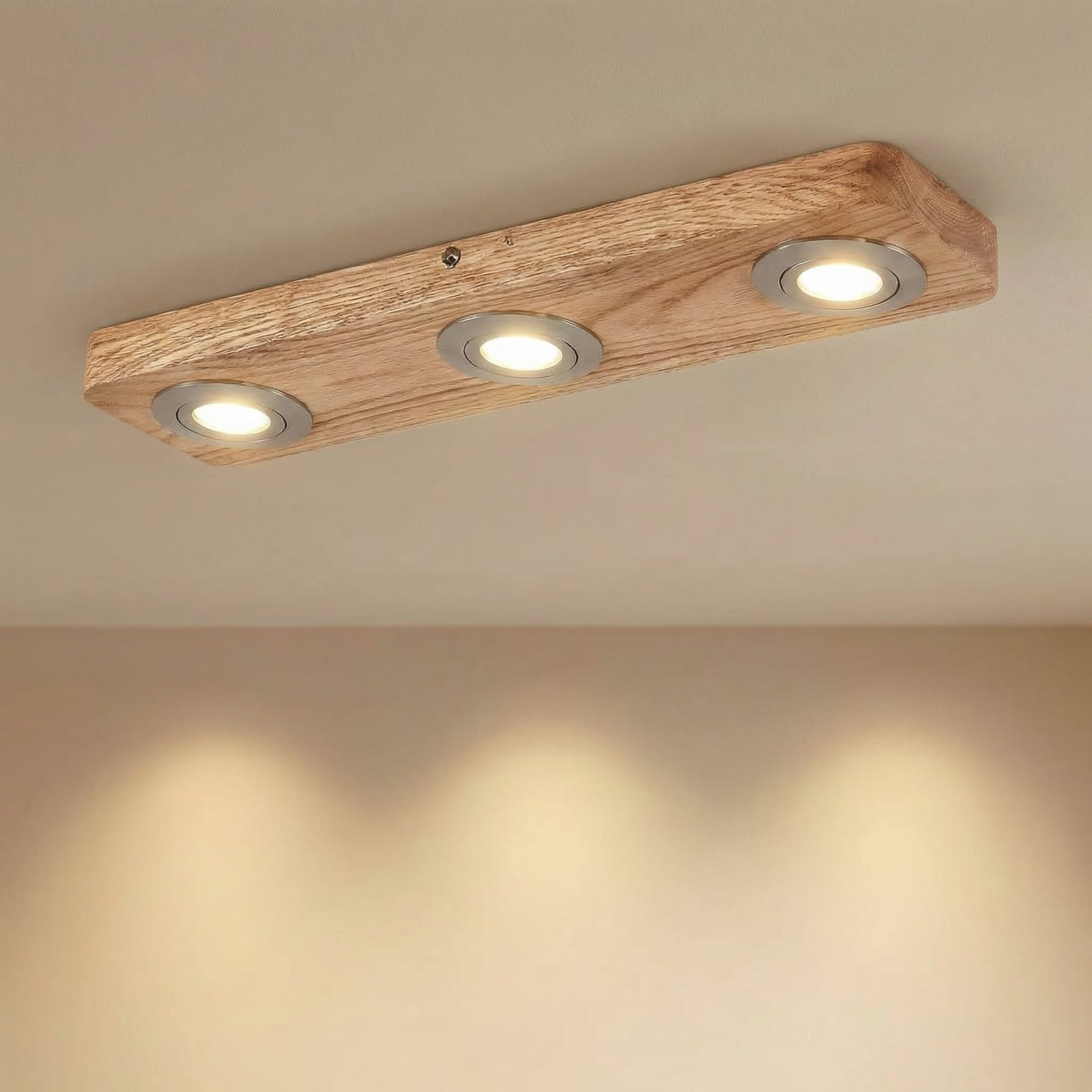 LED takspot Mikari 3-lys svingbar eik/nikkel justering