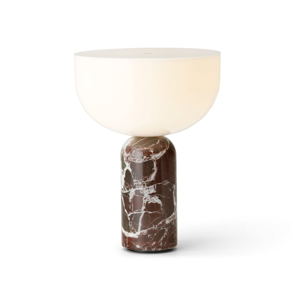 Kizu oppladbar bordlampe Rosso Levanto marmor dimbar montert på bord