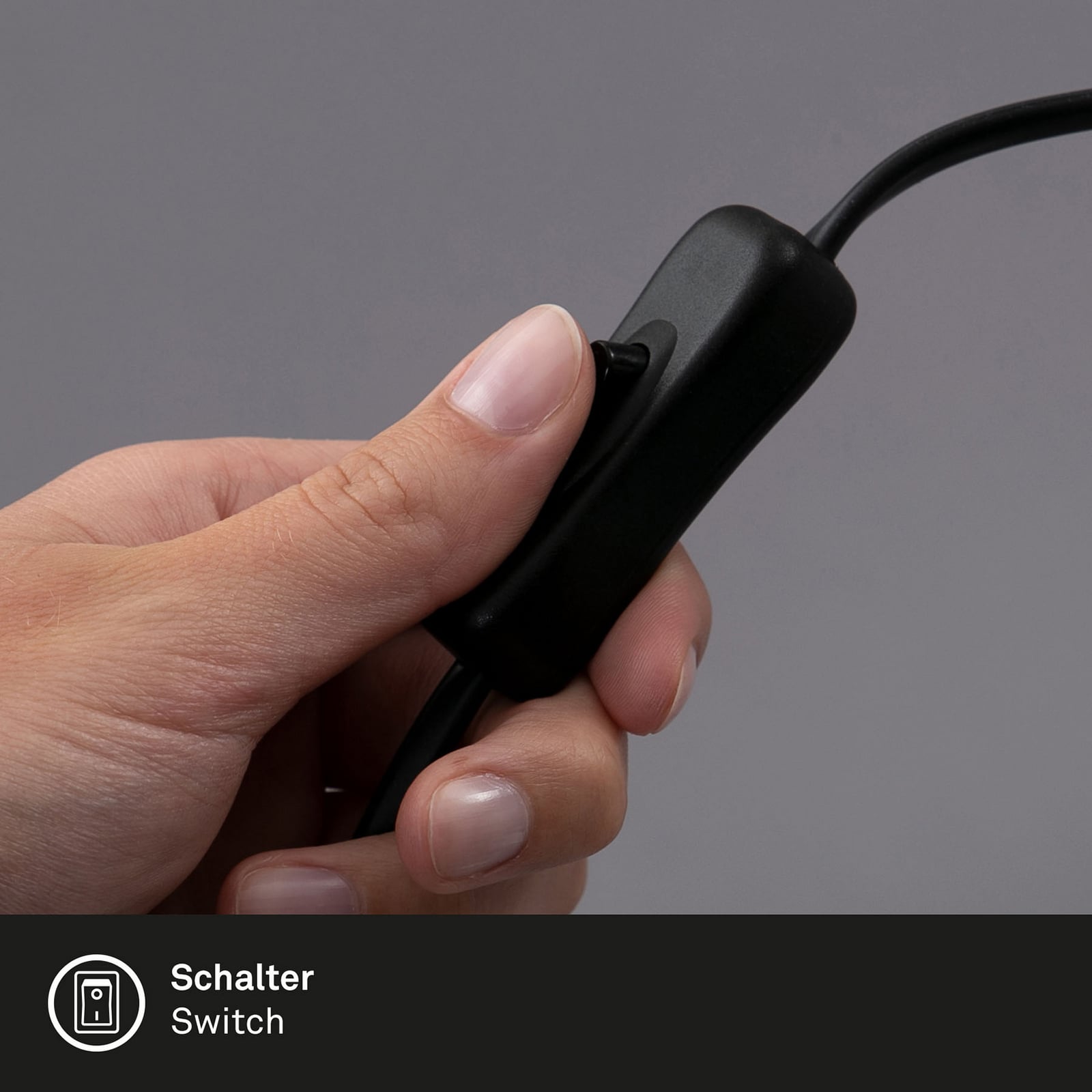 Klemmelampe Fix metall svart E14 med bryter med ledning og stikkontakt