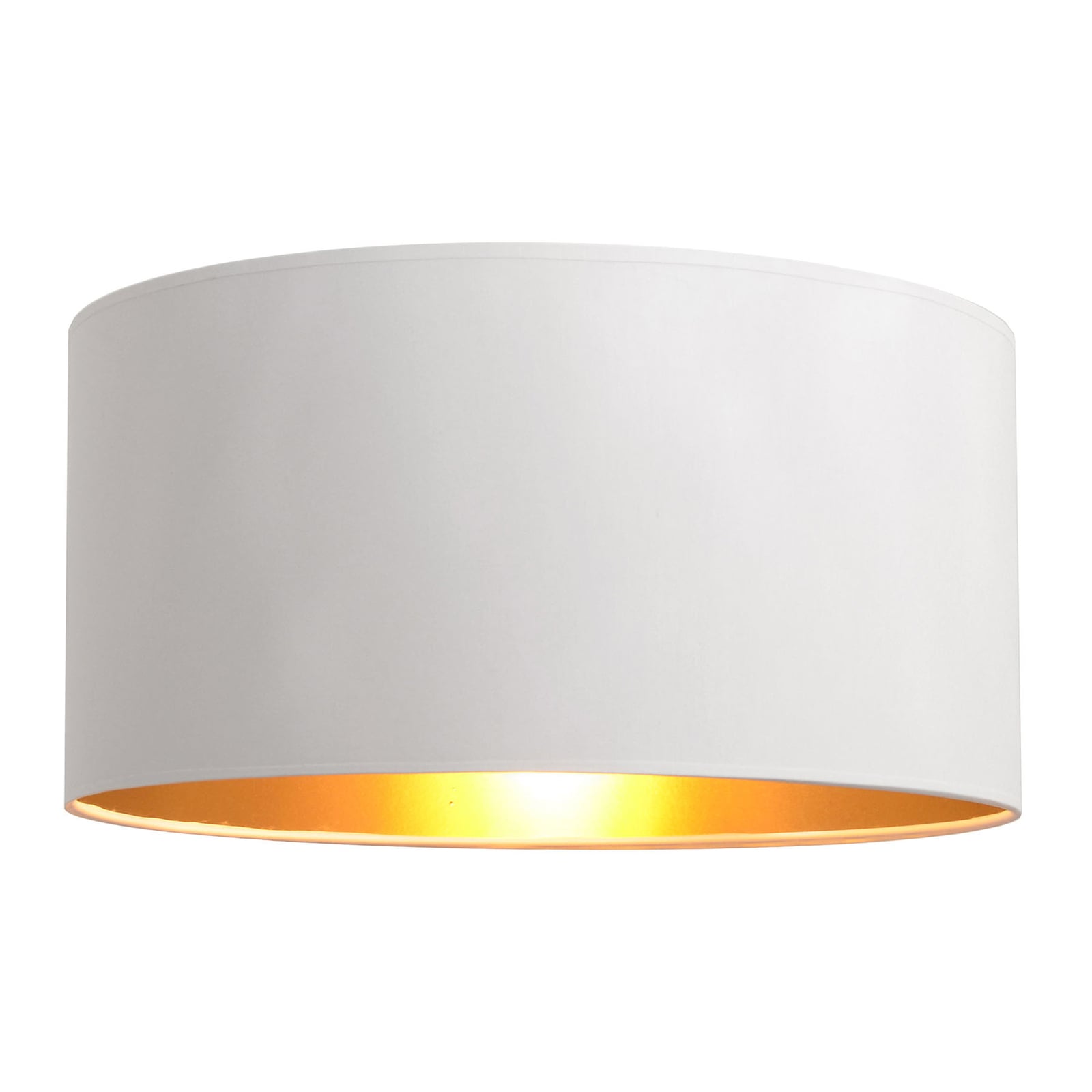 Lampeskjerm Alba tekstil hvit/gull Ø40 cm E27 forfra