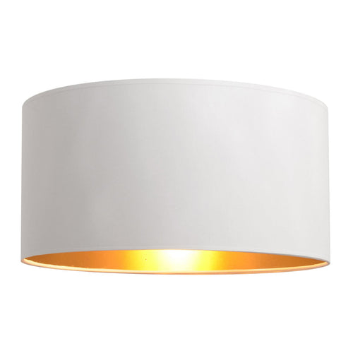 Lampeskjerm Alba tekstil hvit/gull Ø40 cm E27 forfra