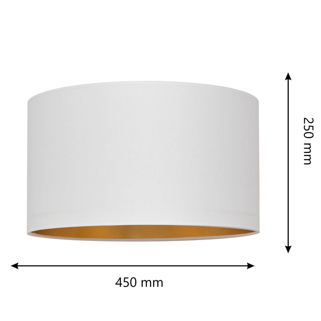 Lampeskjerm Alba tekstil hvit/gull Ø45 cm E27 sideprofil