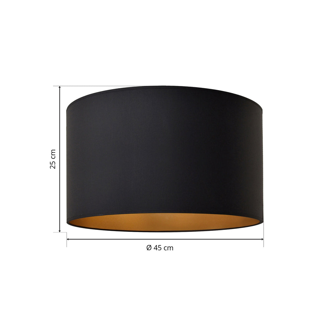 Lampeskjerm Alba tekstil svart/gull Ø45 cm E27 oppheng