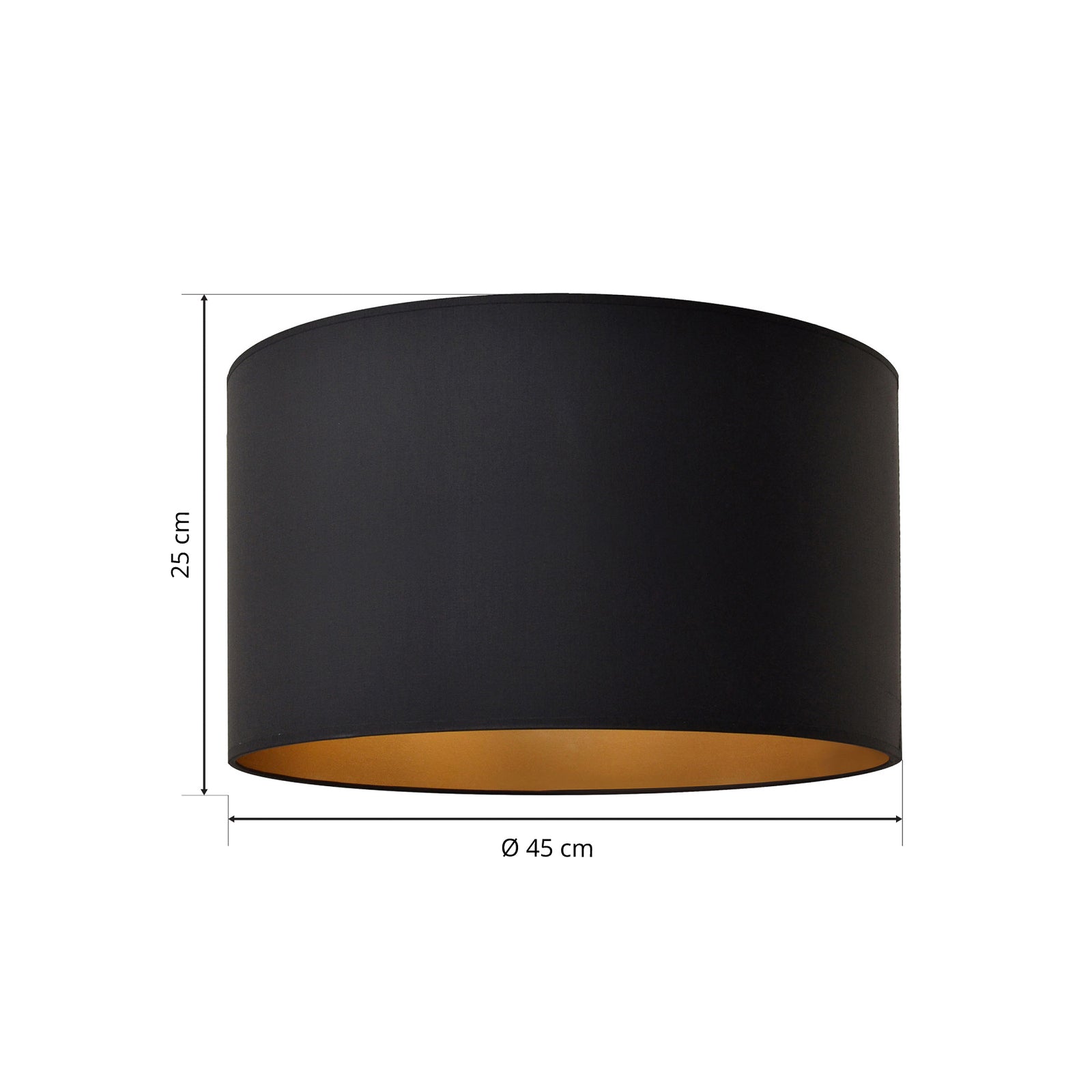 Lampeskjerm Alba tekstil svart/gull Ø45 cm E27 oppheng
