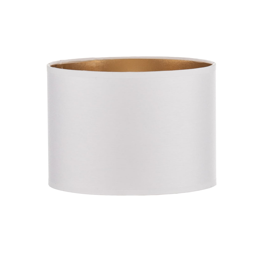 Lampeskjerm Alba tekstil hvit/gull Ø20 cm E27 forfra