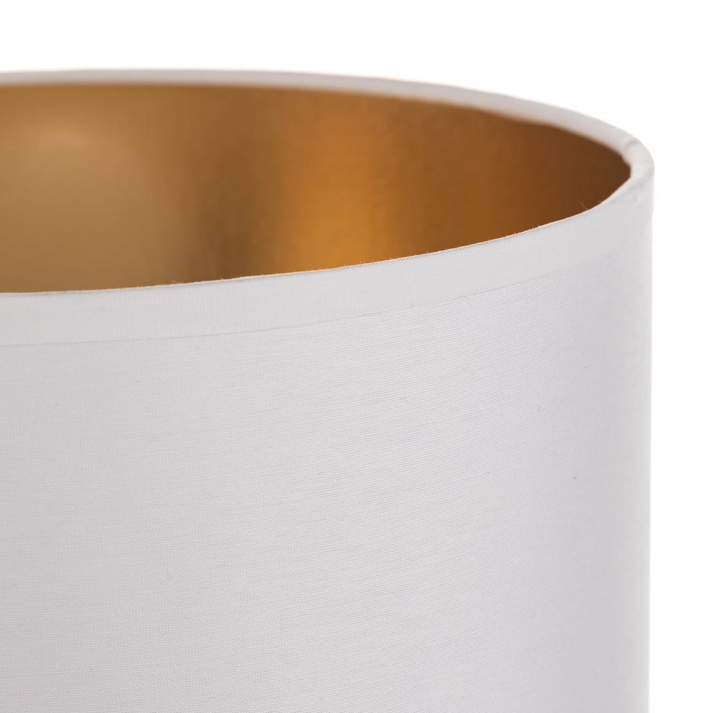 Lampeskjerm Alba tekstil hvit/gull Ø20 cm E27 montert