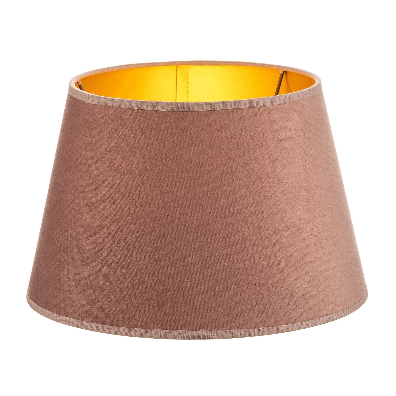 Lampeskjerm Cone rosa/gull semsket skinn bakside