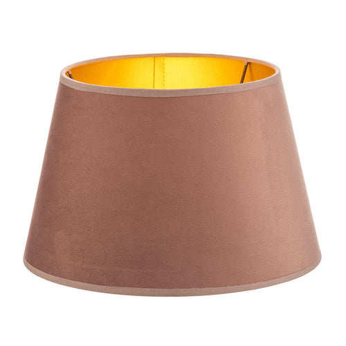 Lampeskjerm Cone rosa/gull semsket skinn bakside