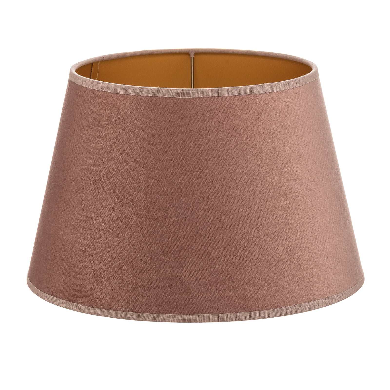 Lampeskjerm Cone rosa/gull semsket skinn forfra