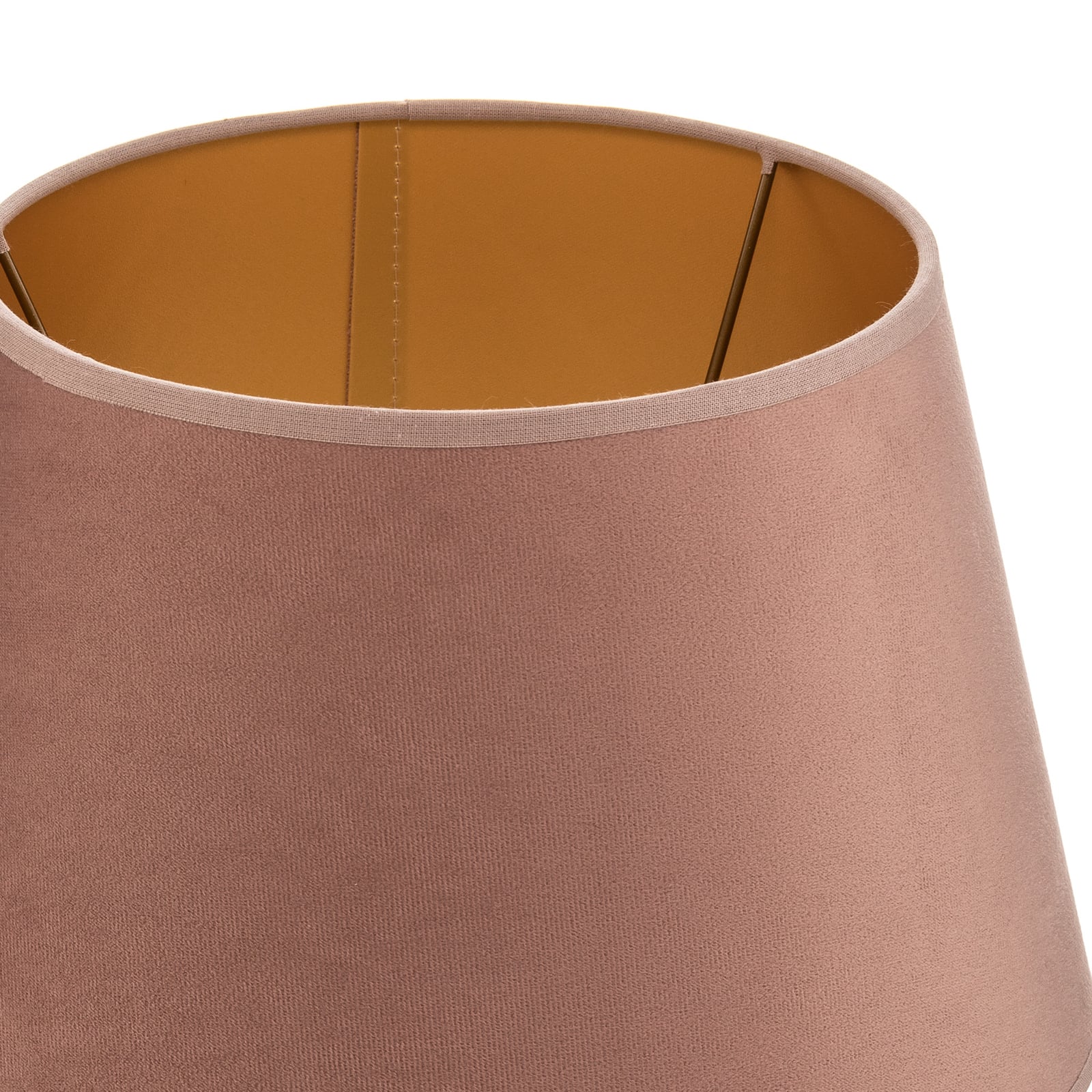 Lampeskjerm Cone rosa/gull semsket skinn montert på lampe