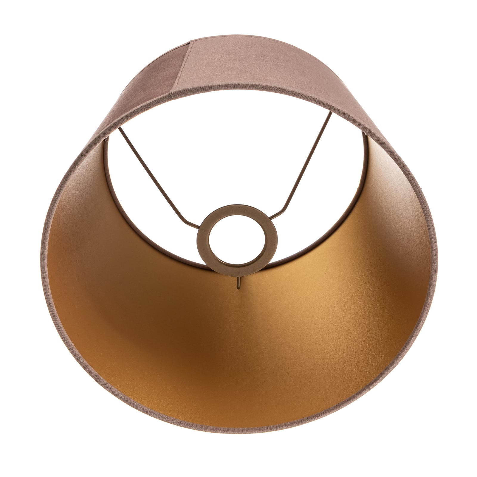 Lampeskjerm Cone rosa/gull semsket skinn sideprofil