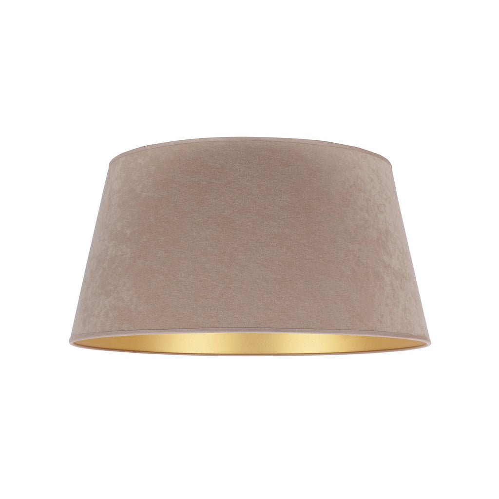 Lampeskjerm Cone semsket skinn beige/gull bakside