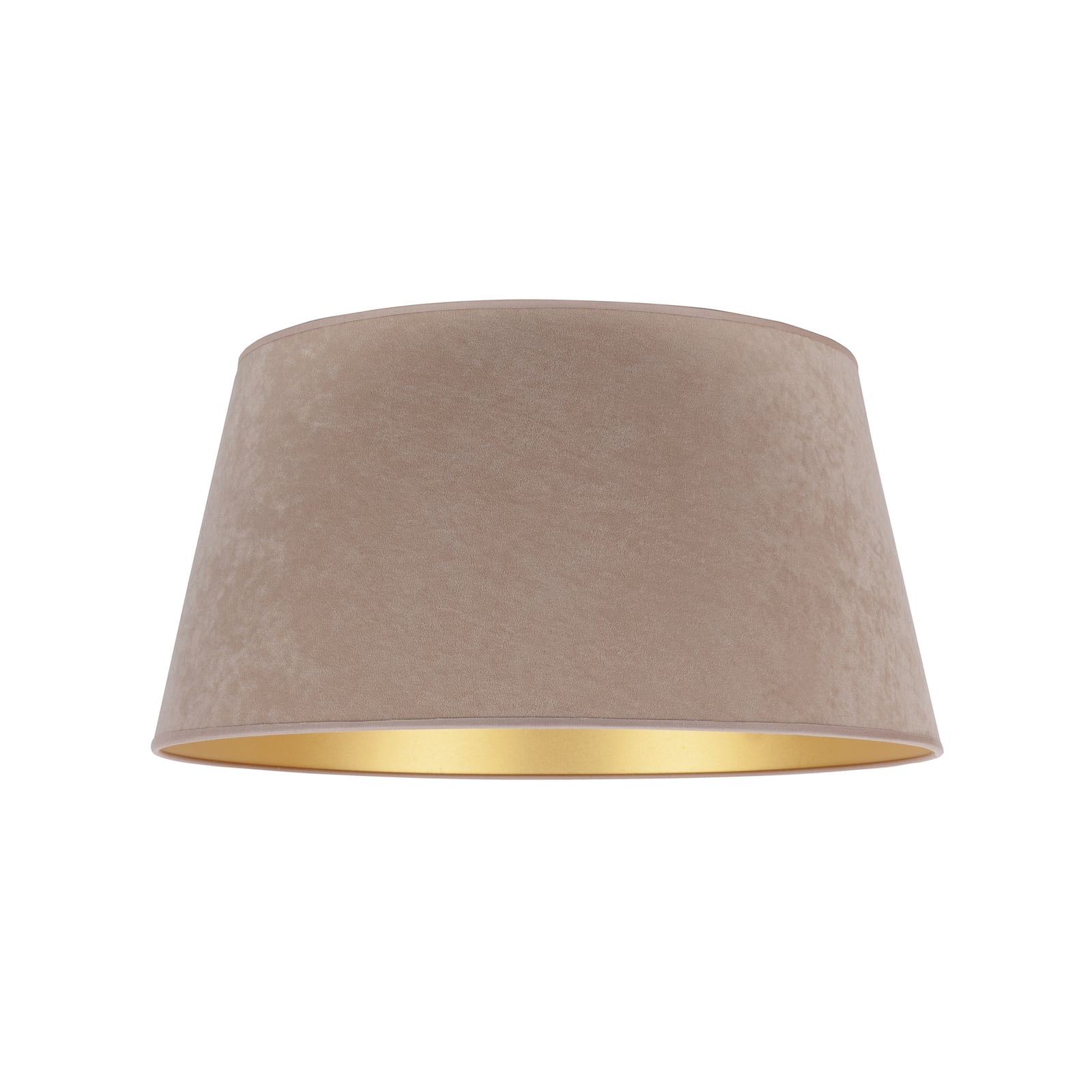 Lampeskjerm Cone semsket skinn beige/gull bakside