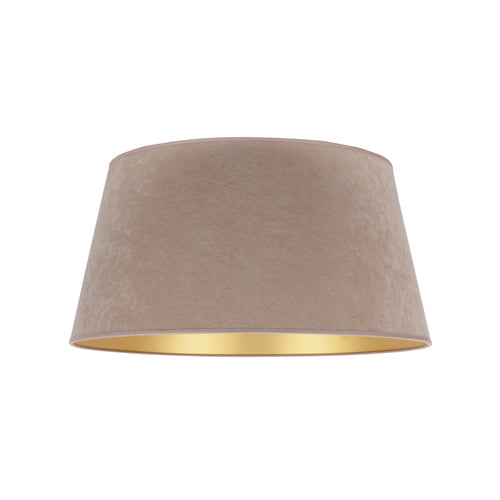 Lampeskjerm Cone semsket skinn beige/gull bakside