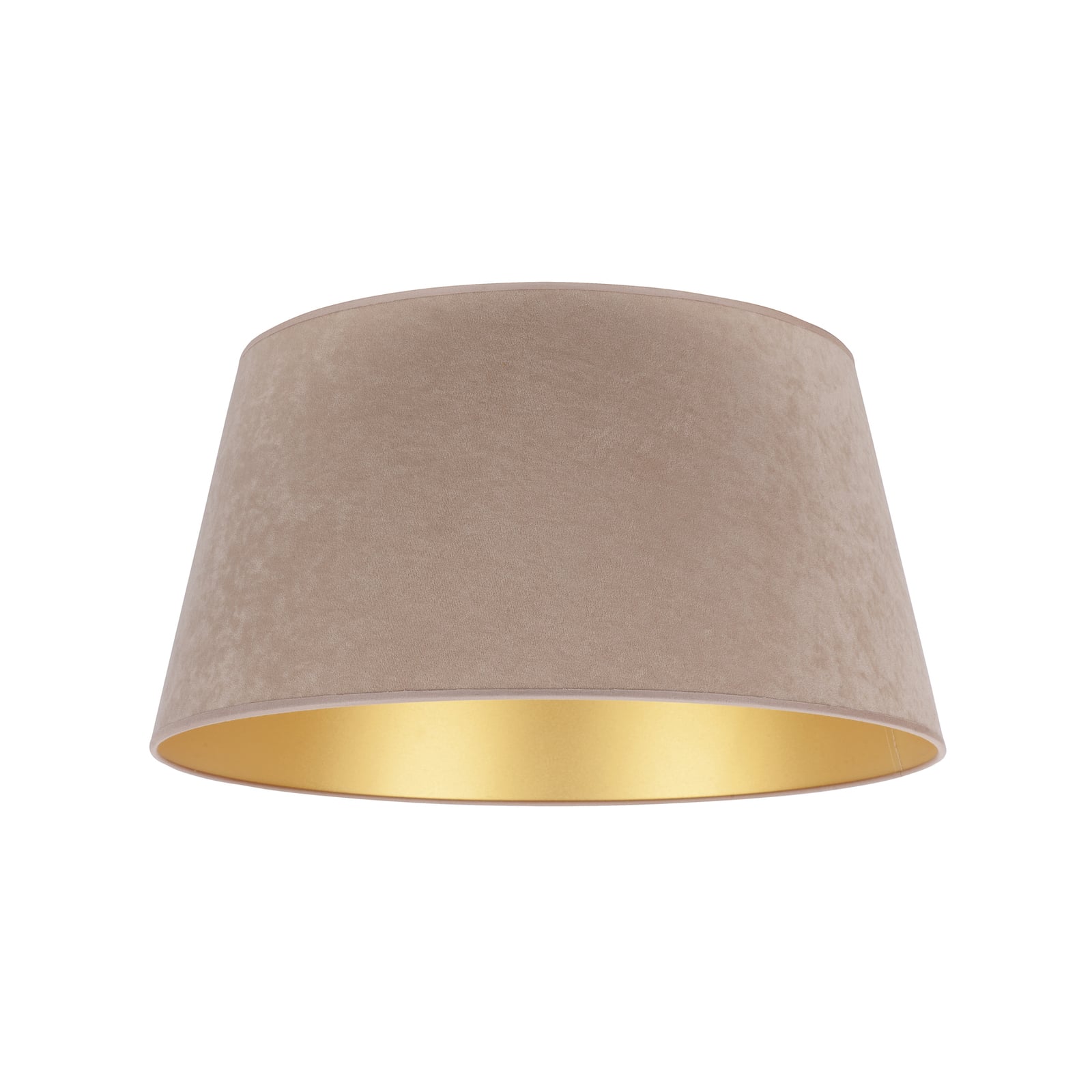 Lampeskjerm Cone semsket skinn beige/gull detalj