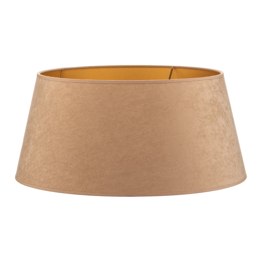 Lampeskjerm Cone semsket skinn beige/gull montert