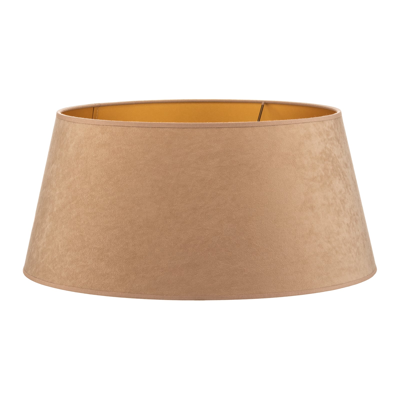 Lampeskjerm Cone semsket skinn beige/gull montert