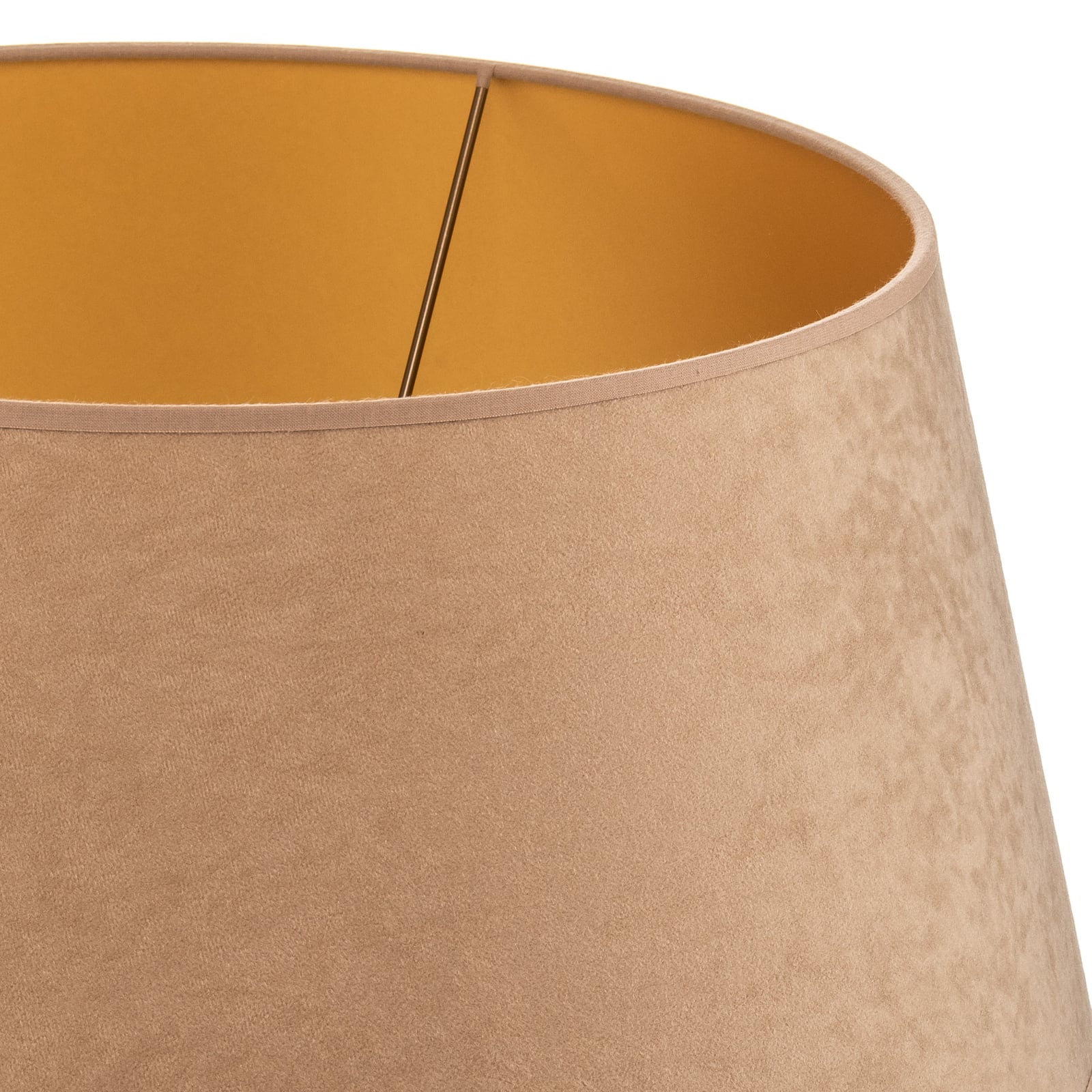 Lampeskjerm Cone semsket skinn beige/gull opplyst