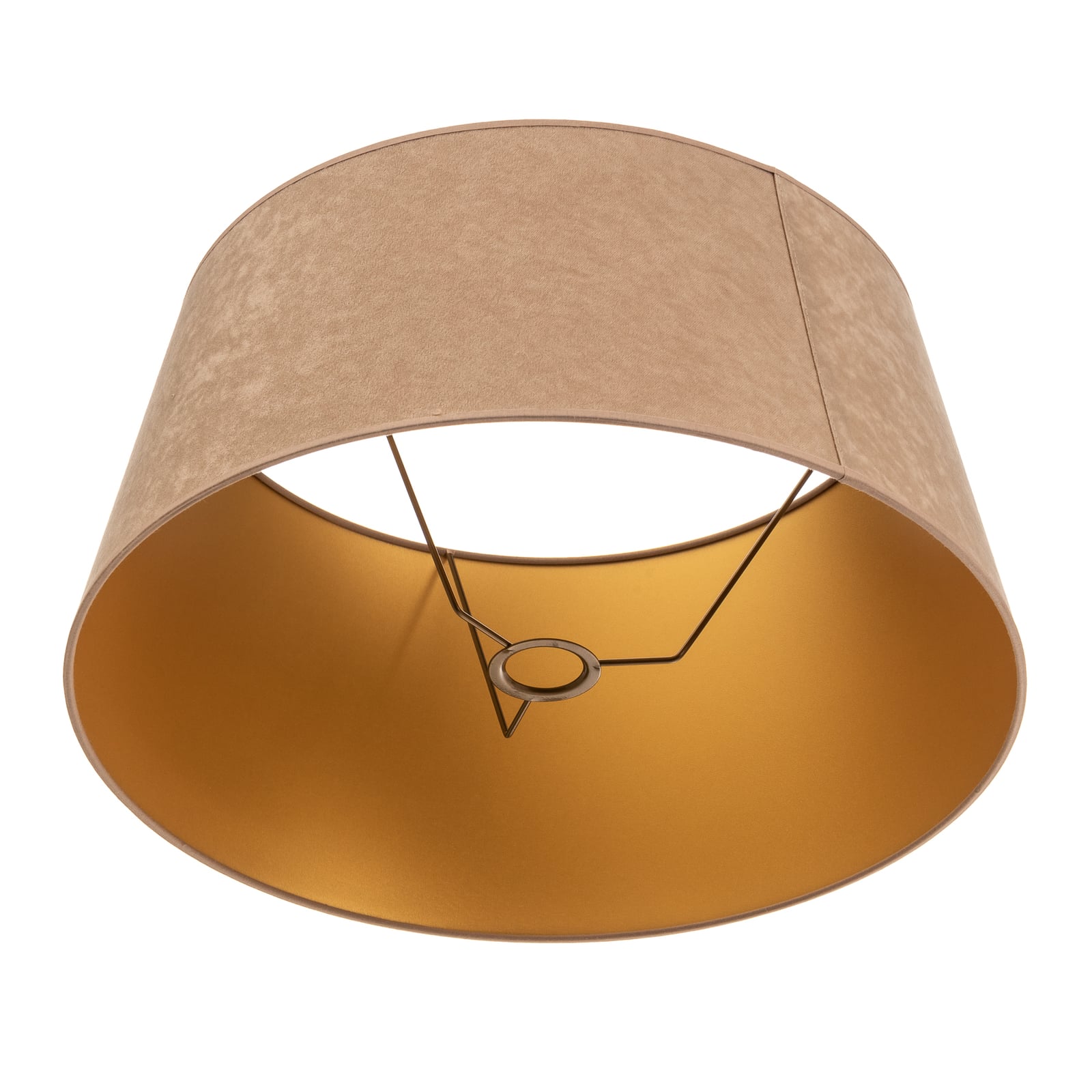 Lampeskjerm Cone semsket skinn beige/gull produktbilde