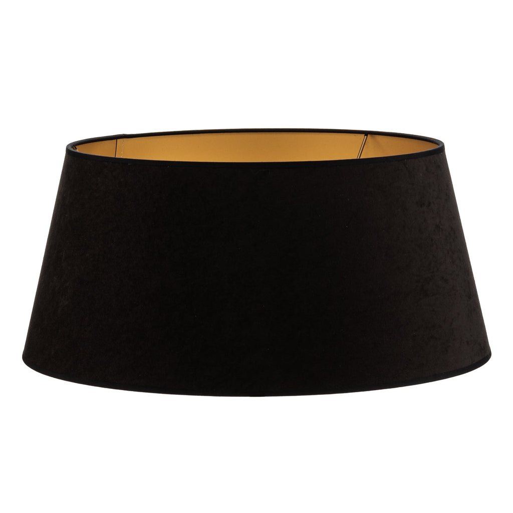 Elegant belysning med Lampeskjerm Cone svart/gull semsket skinn Ø50 cm