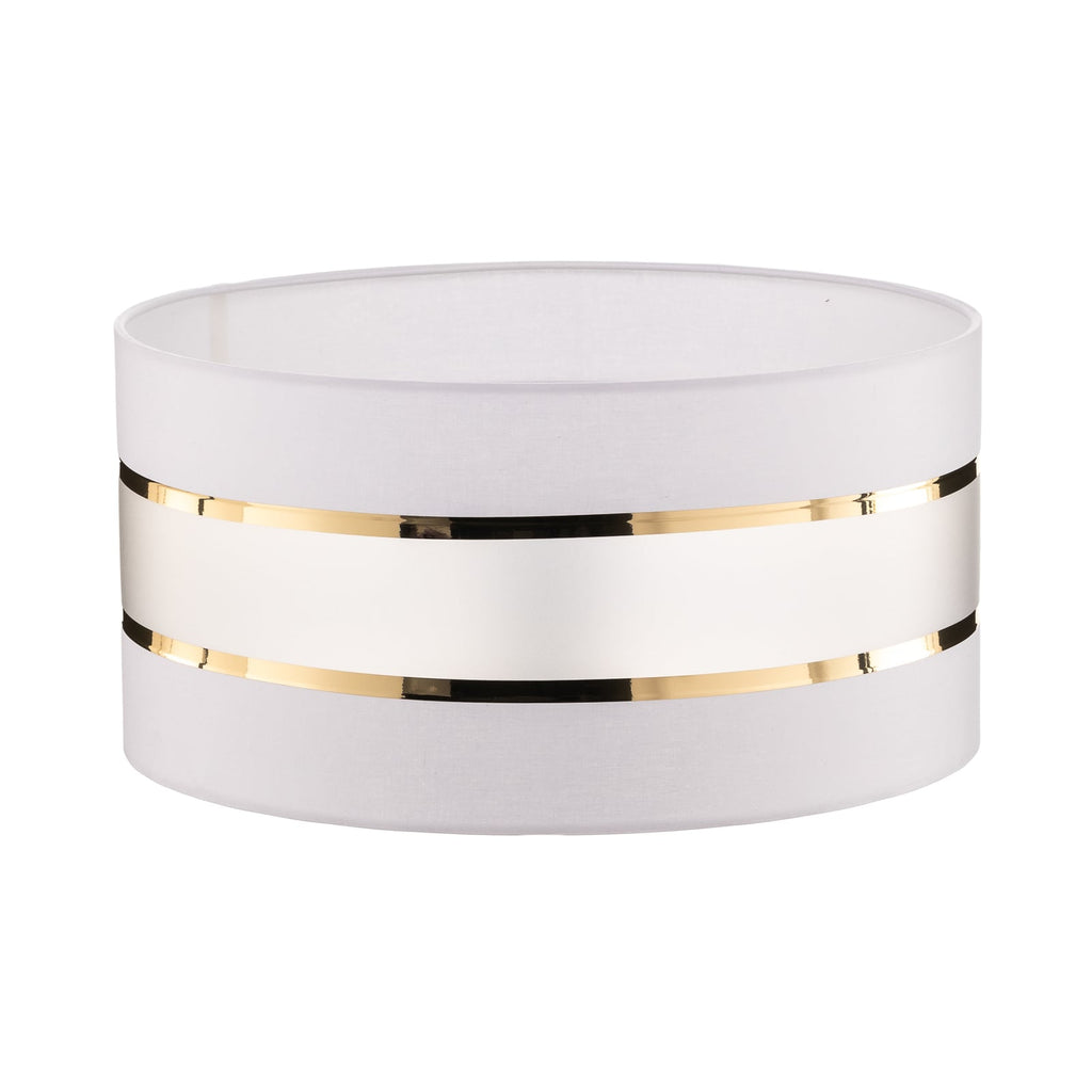 Lampeskjerm Helen tekstil hvit/gull detalj av materiale
