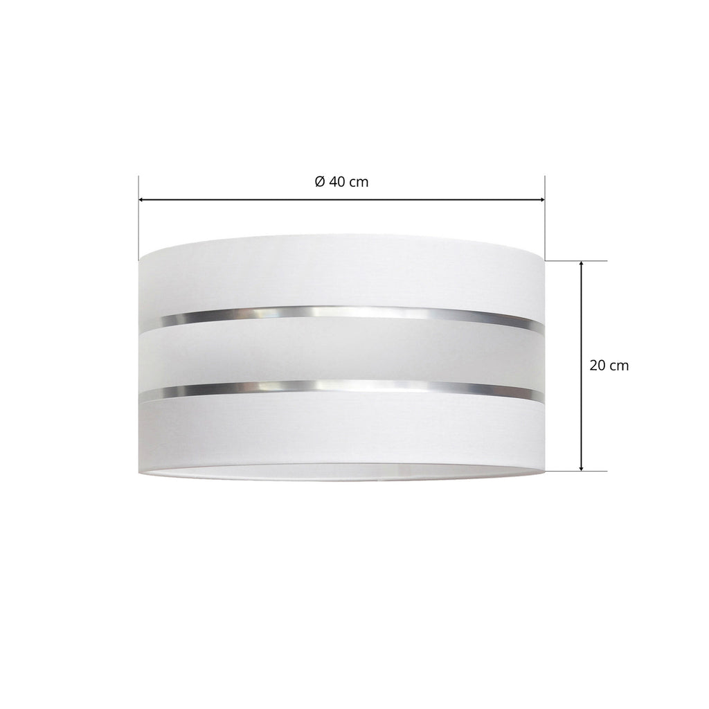 Lampe med Lampeskjerm Helen tekstil hvit/sølv Ø40 cm E27