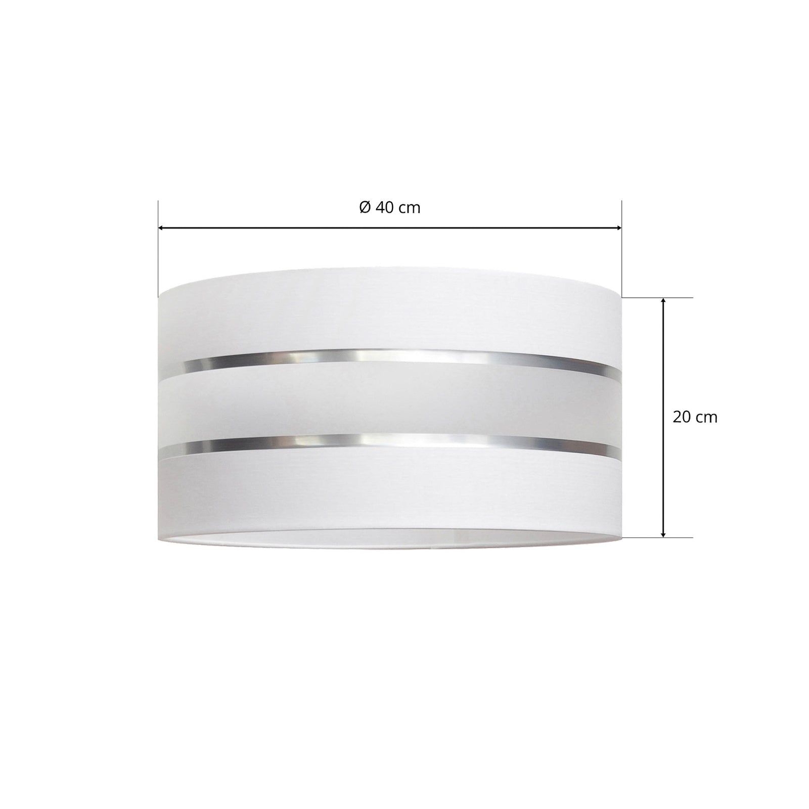 Lampe med Lampeskjerm Helen tekstil hvit/sølv Ø40 cm E27
