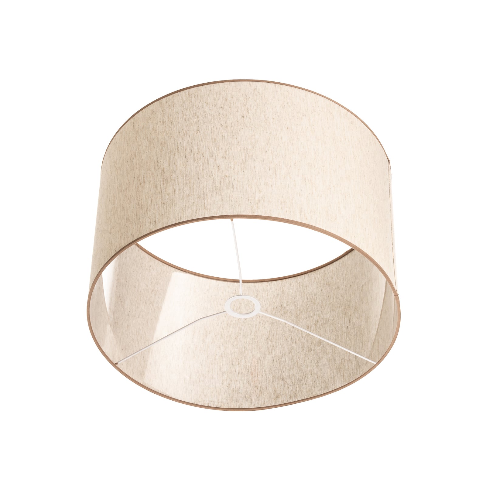 Detalj av stoff og søm på Lampeskjerm Roller bomull ecru/beige