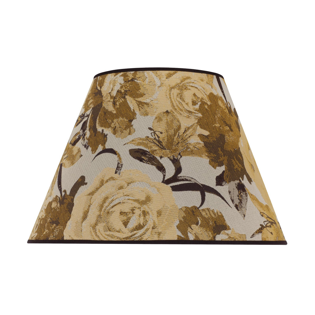 Lampeskjerm Sofia blomstermønster gul tekstil forfra