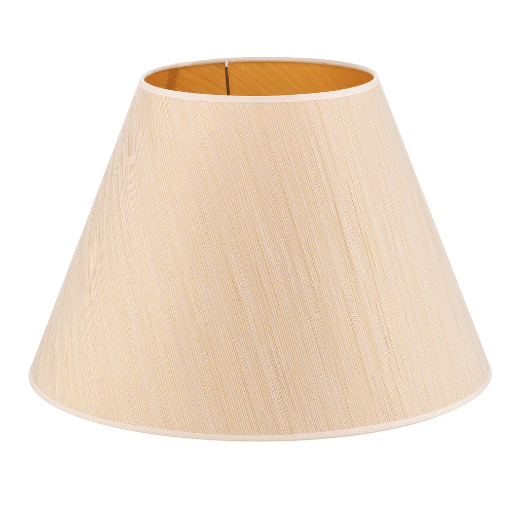 Lampeskjerm Sofia hvit/gull stripet tekstil Ø45 cm montert