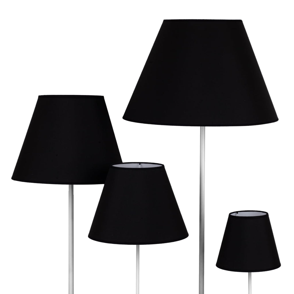 Lampeskjerm Sofia tekstil svart/hvit Ø35 cm montert i lampe