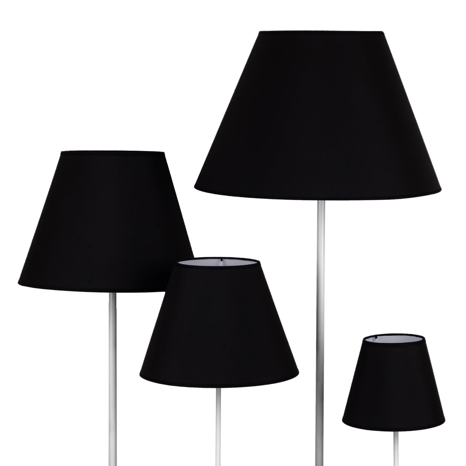 Lampeskjerm Sofia tekstil svart/hvit Ø35 cm montert i lampe