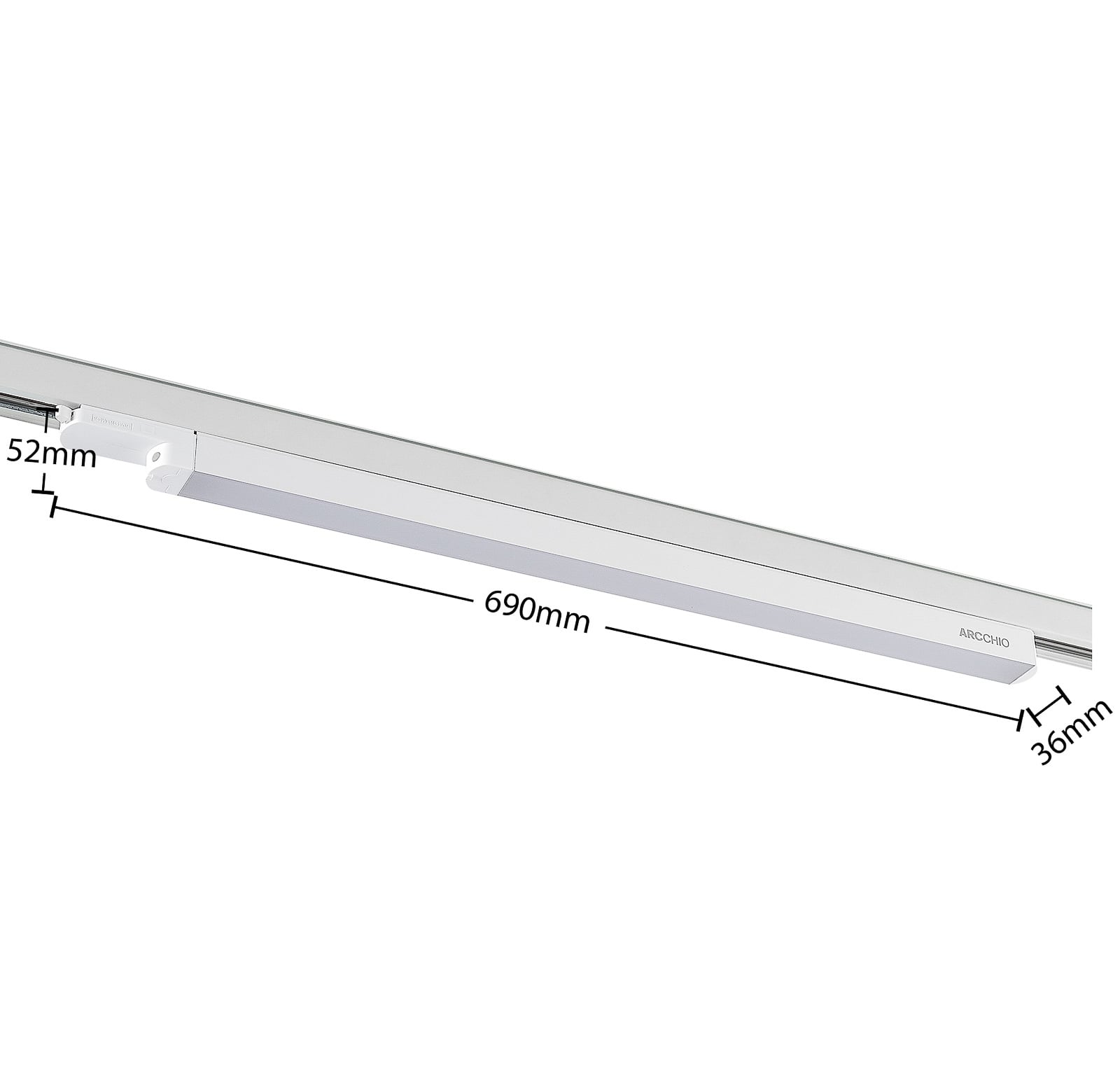 LED 3-fase skinnelampe Harlow hvit sideprofil