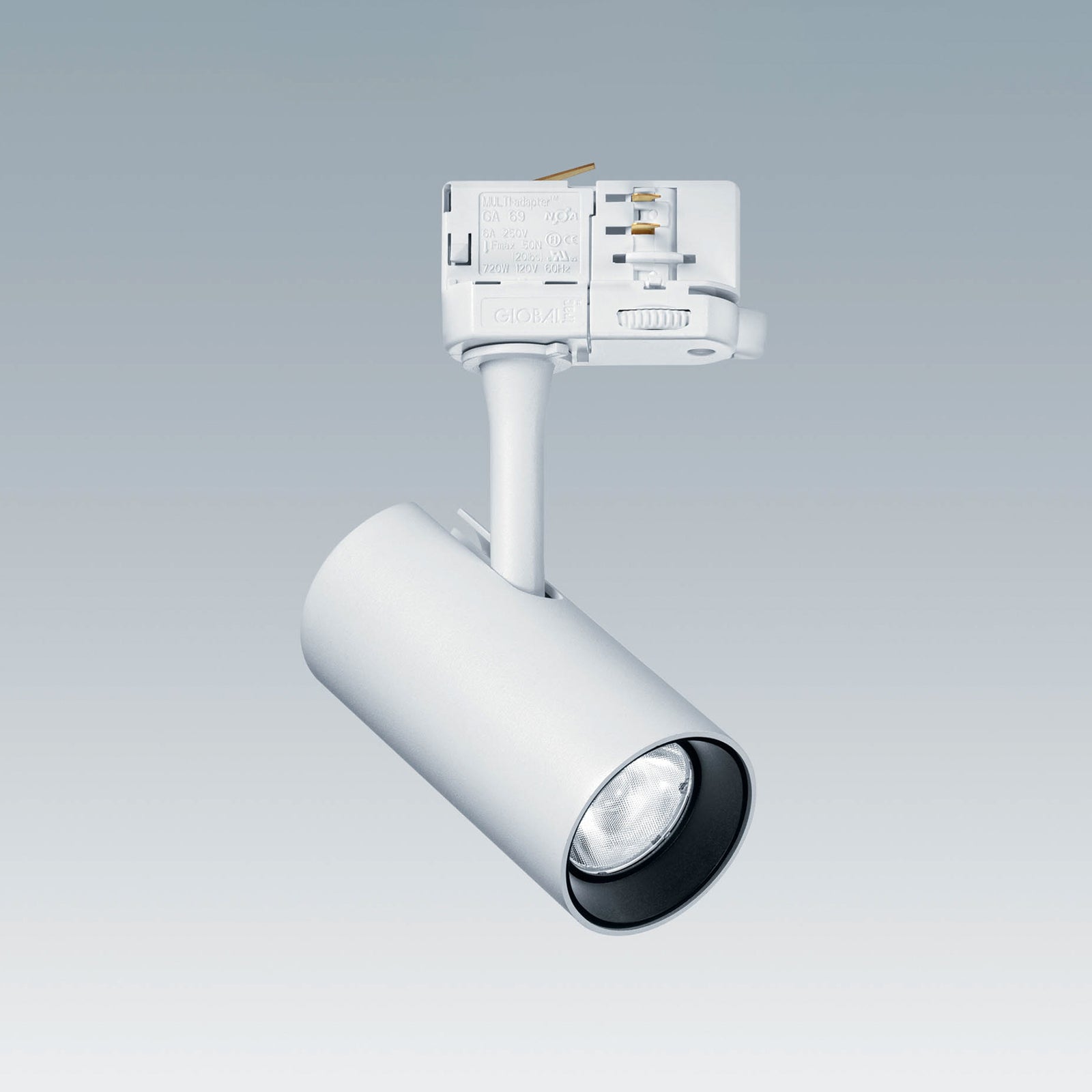 LED 3-fase skinnespot Luca S hvit 15W 38° 3000K forfra